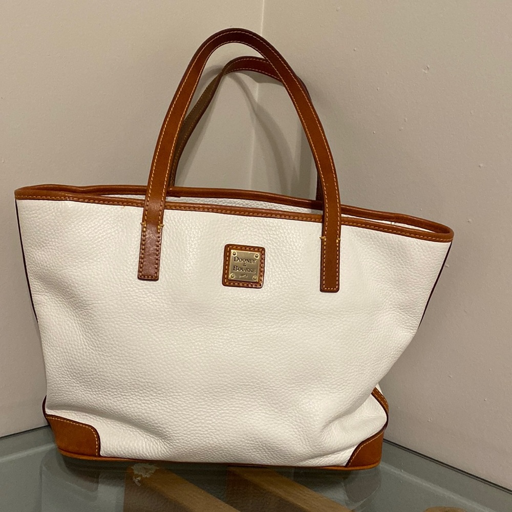 White and brown dooney & bourke tote